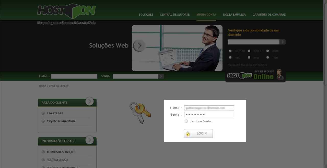 Login : Suporte ao Cliente